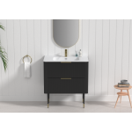 Line R-Corner Matte Black  All Drawers Vanity Cabinet Only